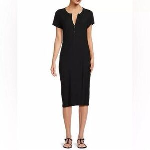JAMES PERSE Black Ribbed Midi Dress Size 2 / Medium